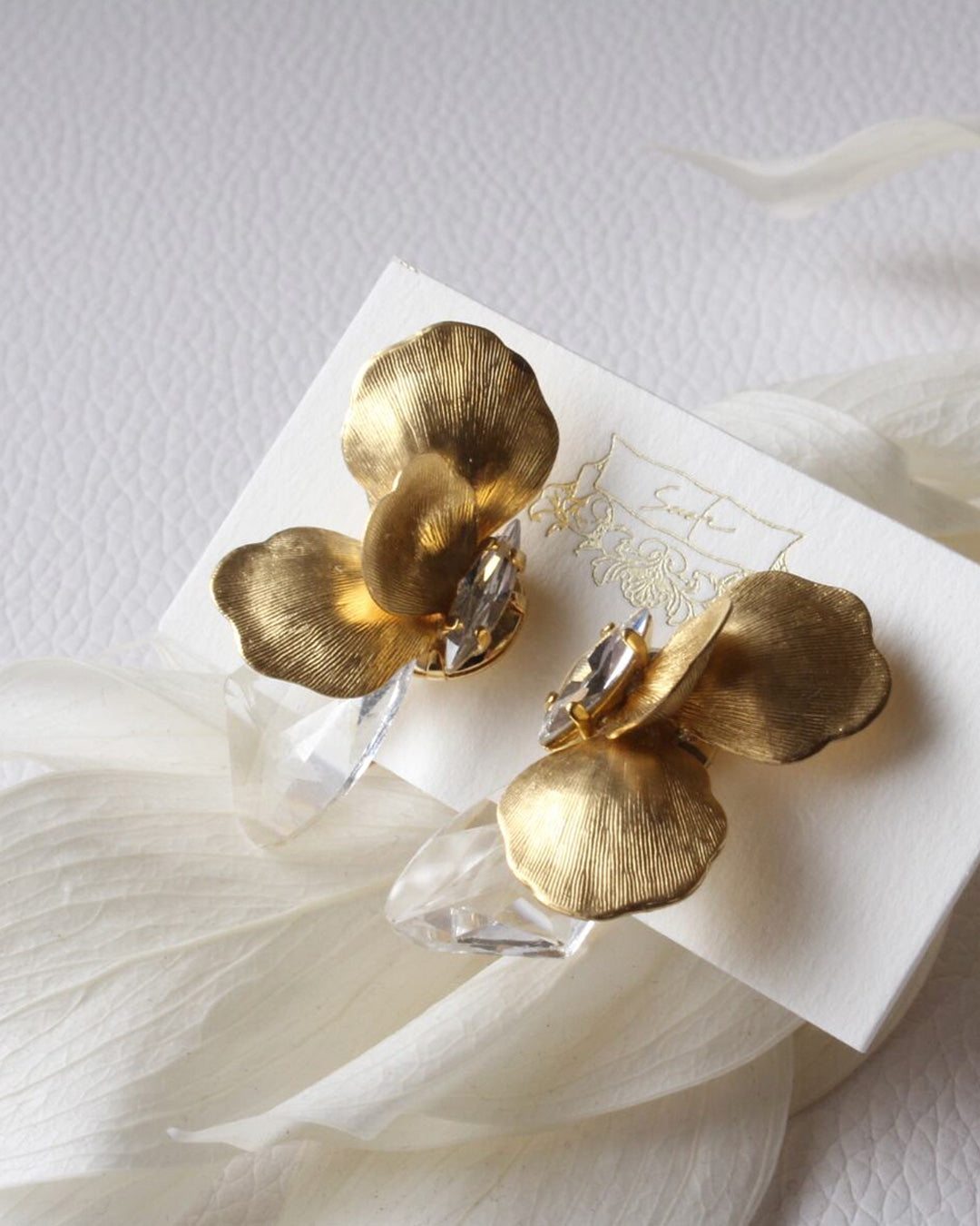 s17−17-504 Gisele(ジゼル)-glass type-ゴールドフラワーピアス&イヤリング【Sarah】【017】