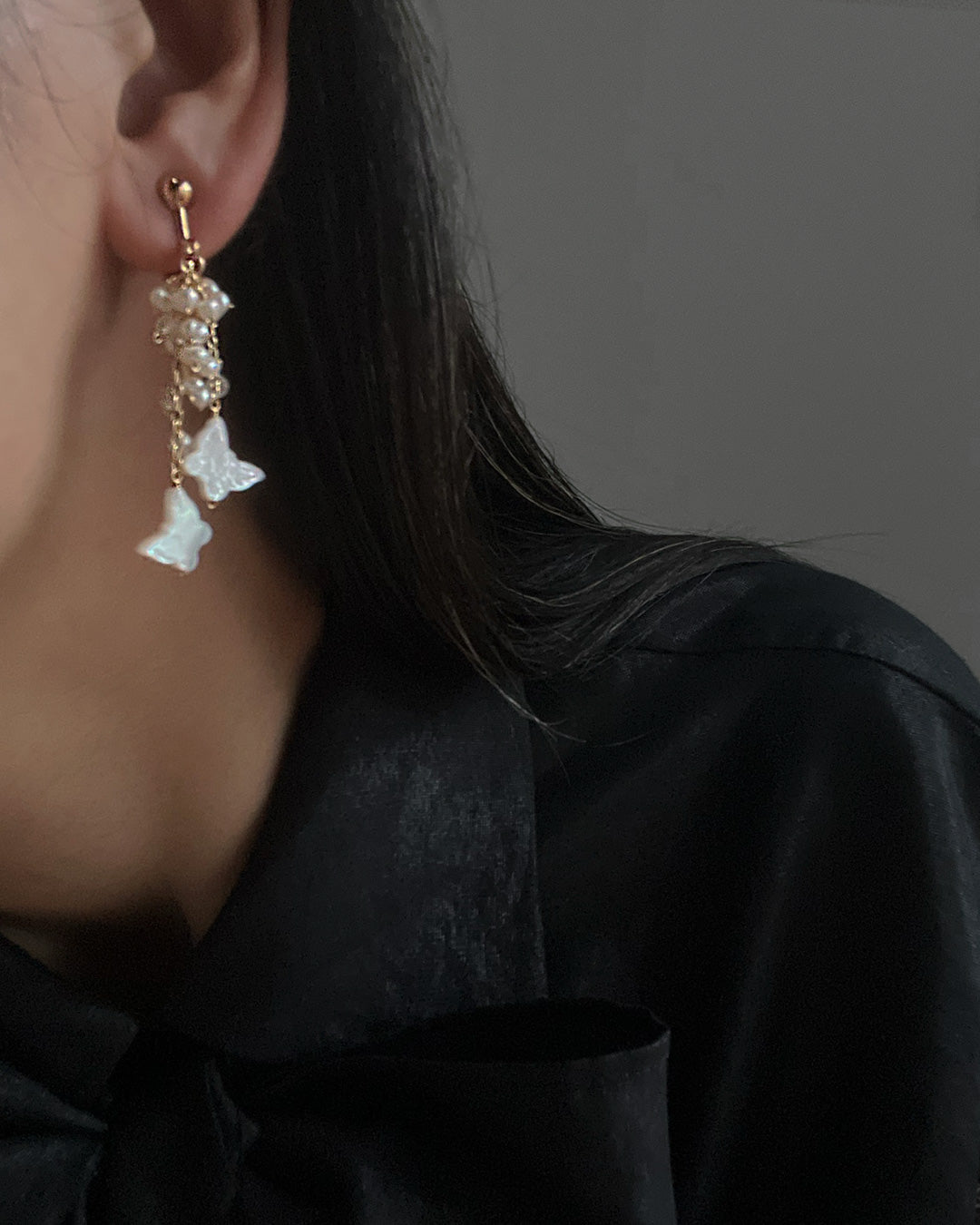 i10−07-506 バタフライチェーンピアス＆イヤリング【1＊ichi＊】【010】