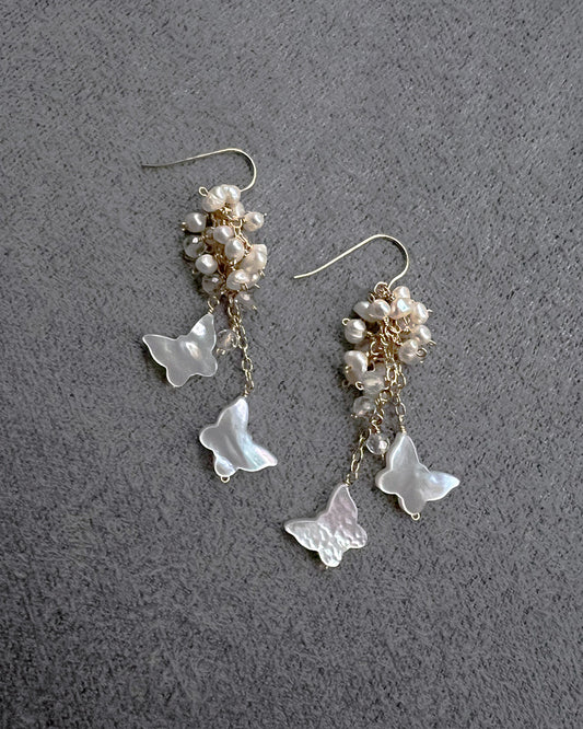 i10−07-506 バタフライチェーンピアス＆イヤリング【1＊ichi＊】【010】