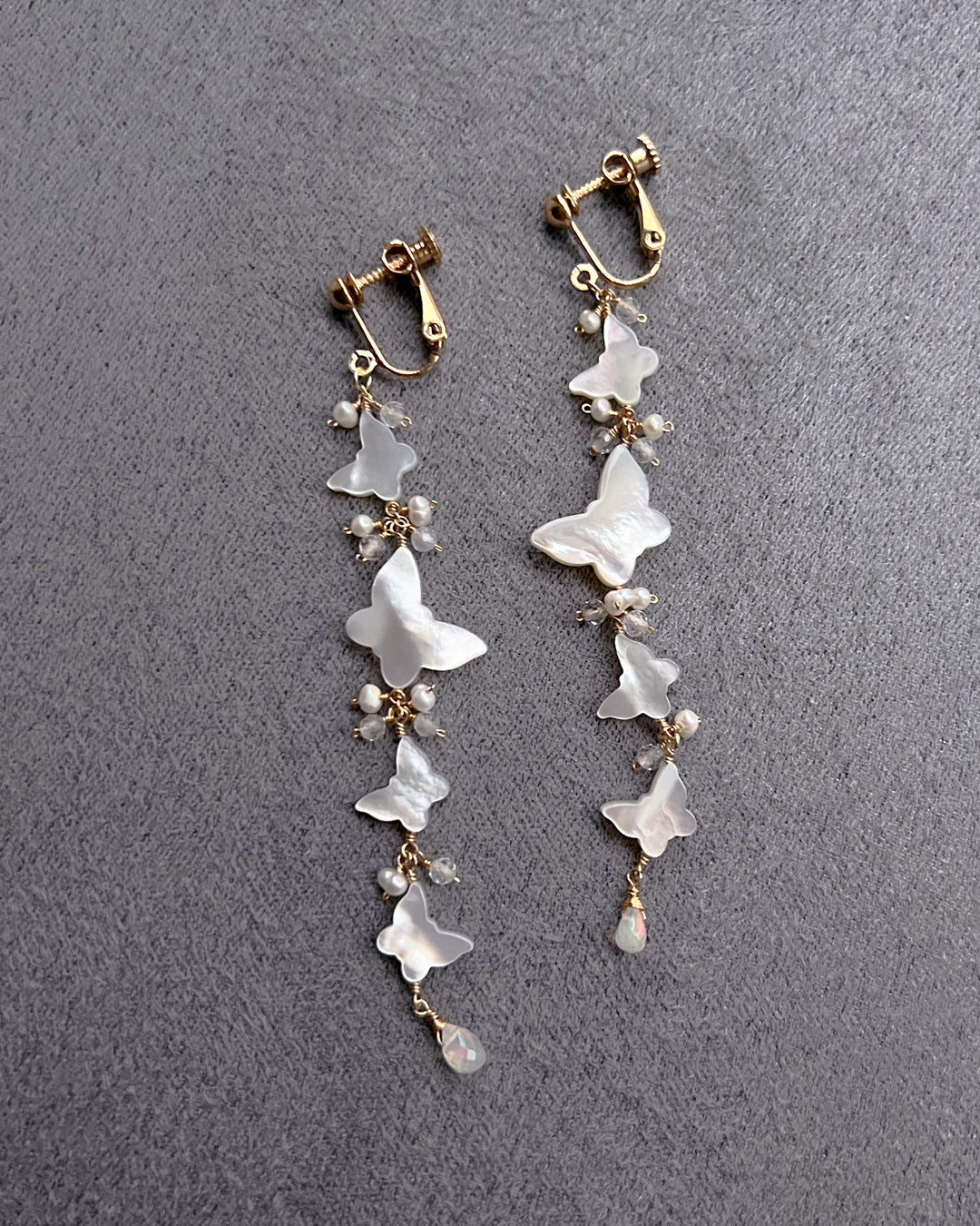 i10−08-506 バタフライロングドロップピアス＆イヤリング【1＊ichi＊】【010】