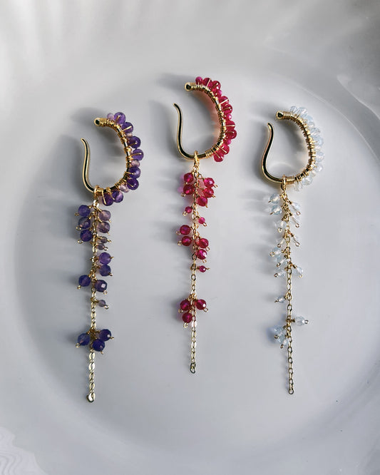 i10−01-505 天然石2wayドロップチェーンイヤーカフ【1＊ichi＊】【10】