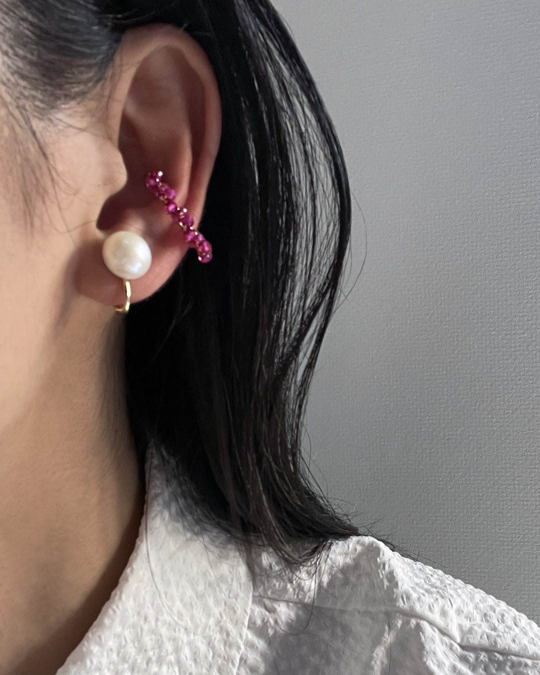 i10−01-505 天然石2wayドロップチェーンイヤーカフ【1＊ichi＊】【10】