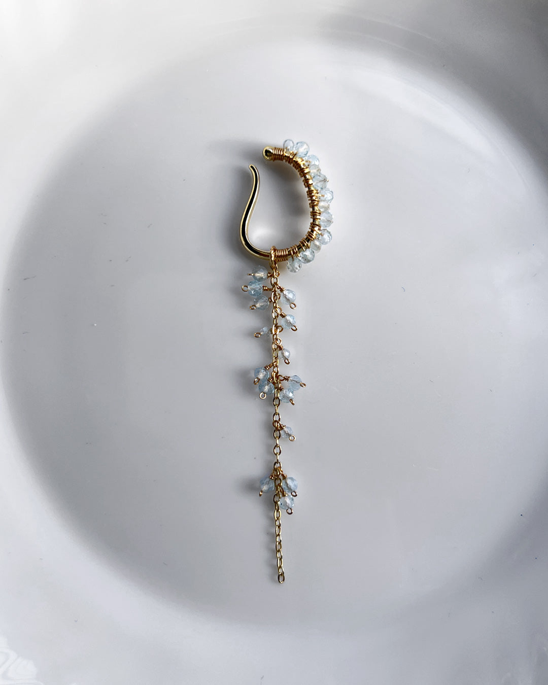 i10−01-505 天然石2wayドロップチェーンイヤーカフ【1＊ichi＊】【10】