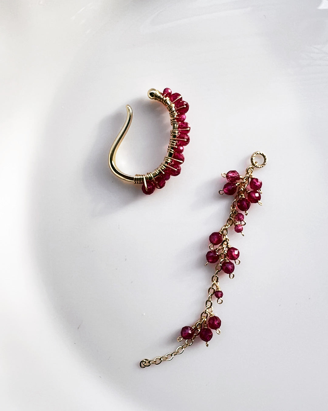 i10−01-505 天然石2wayドロップチェーンイヤーカフ【1＊ichi＊】【10】