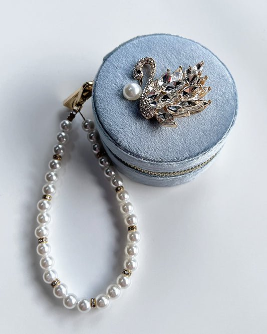 a1-20-603「パール付きスワンビジュー」サークルジュエリーBOX【※宅配便発送のみ】【Atelier Chouette】【001】