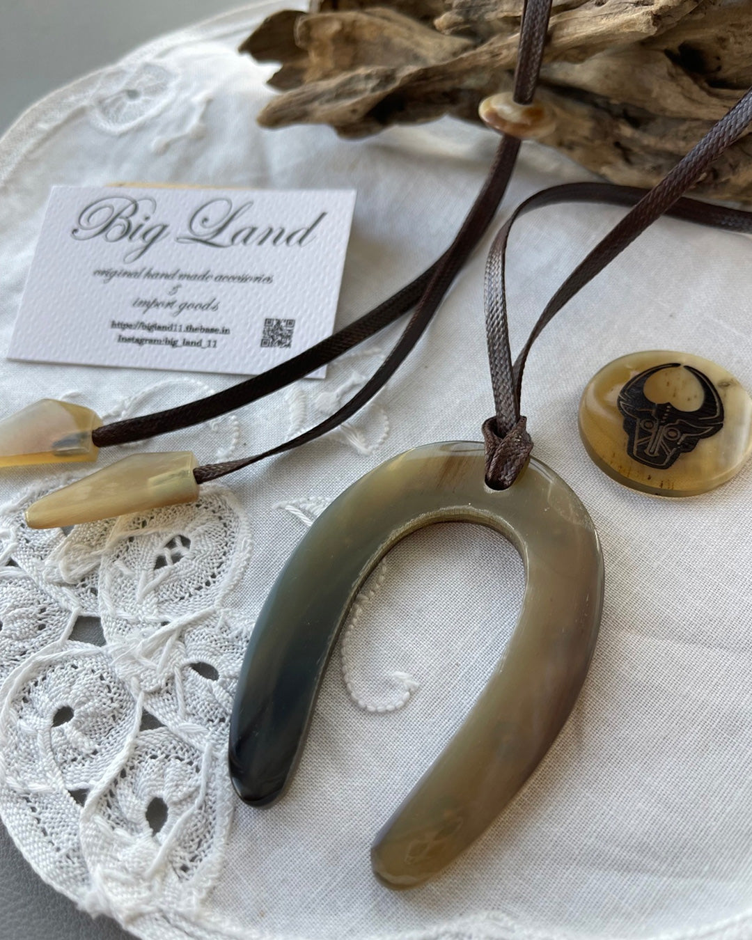 b3-01-502 馬蹄モチーフ水牛ネックレス【Big Land】【003】