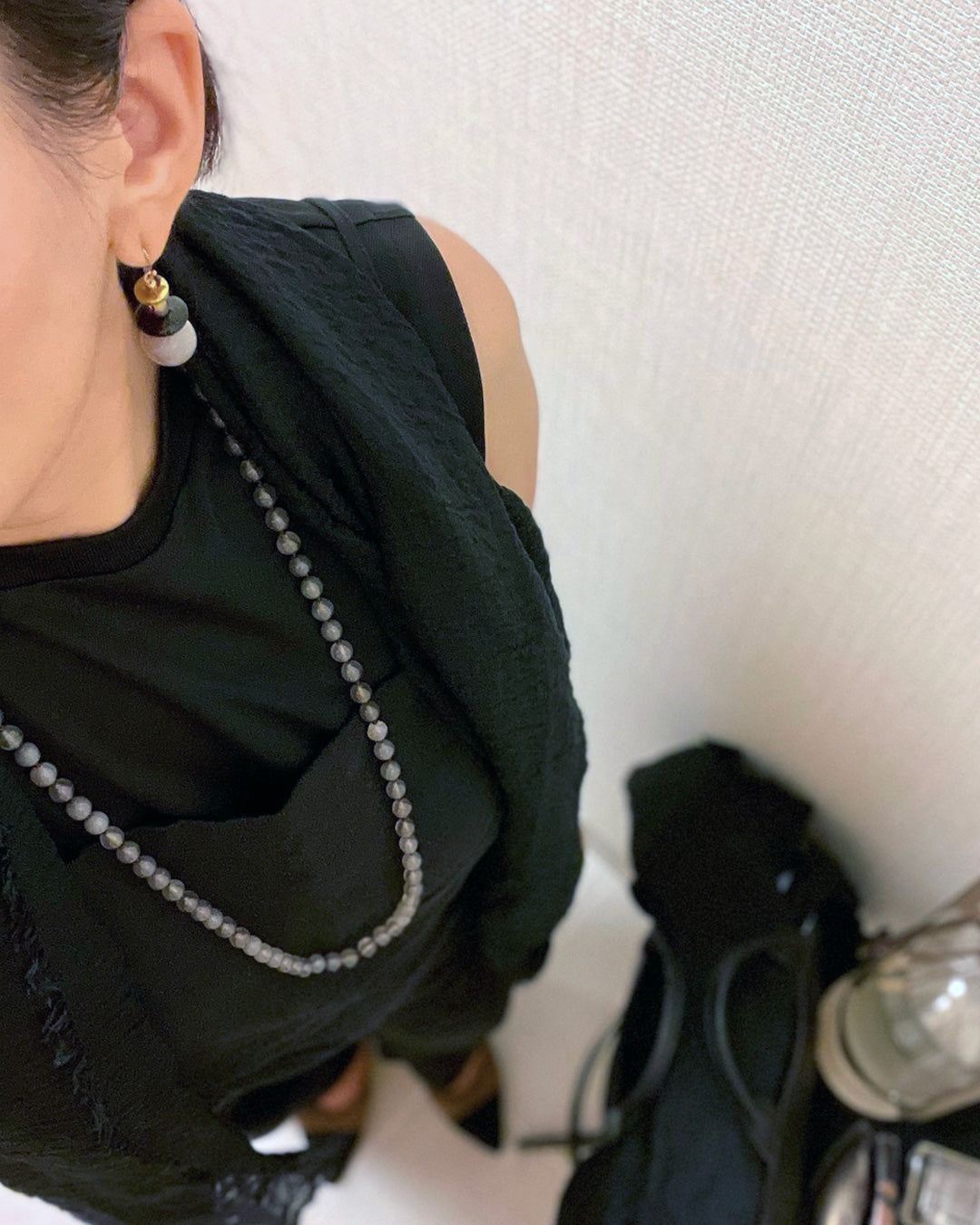 b3-05-502 グレーアゲートロングネックレス【Big Land】【003】