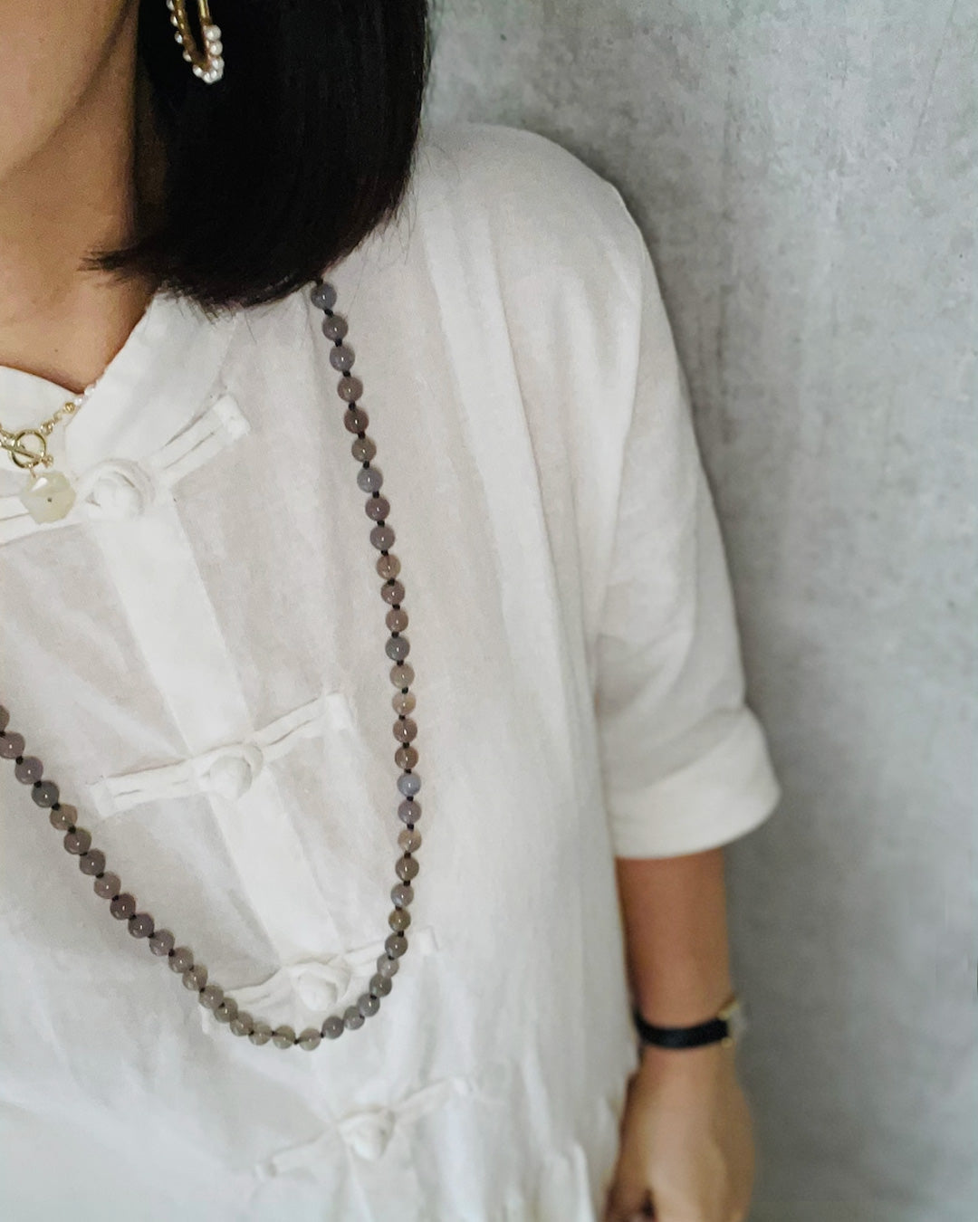 b3-05-502 グレーアゲートロングネックレス【Big Land】【003】