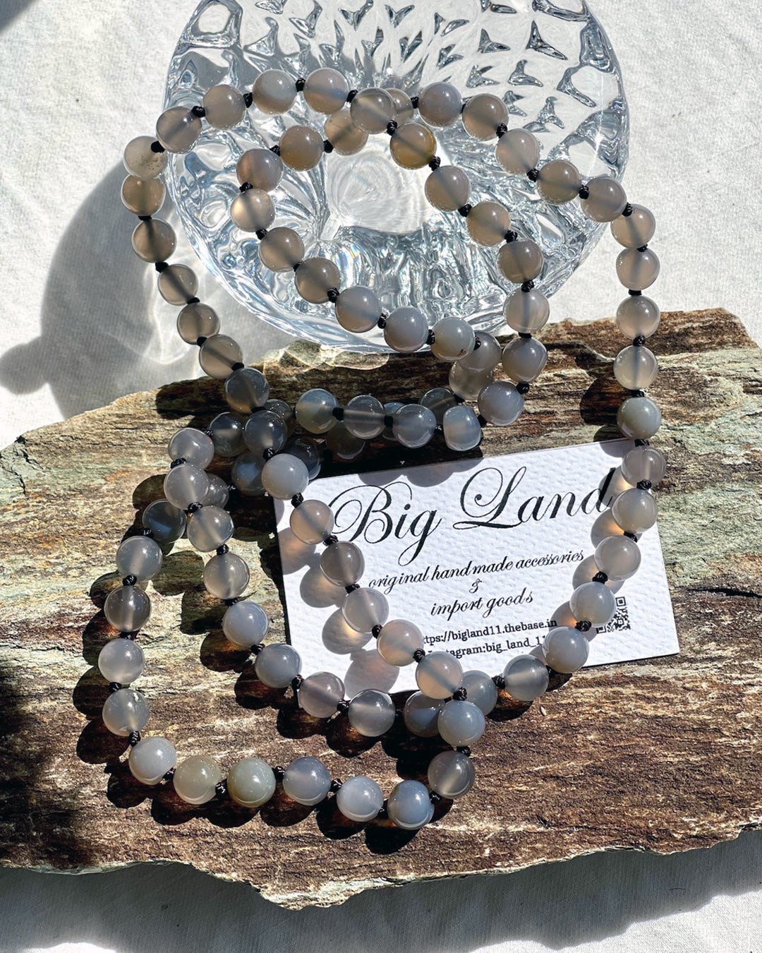 b3-05-502 グレーアゲートロングネックレス【Big Land】【003】