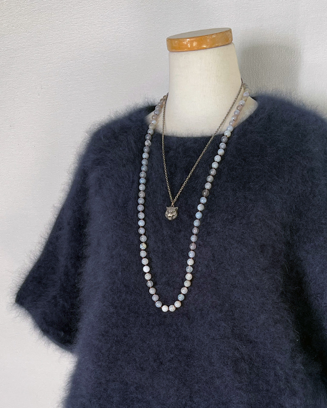 b3-05-502 グレーアゲートロングネックレス【Big Land】【003】