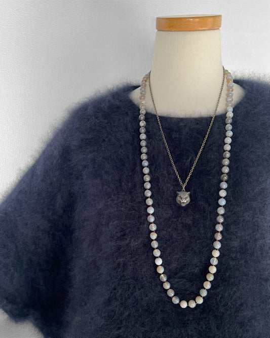 b3-05-502 グレーアゲートロングネックレス【Big Land】【003】