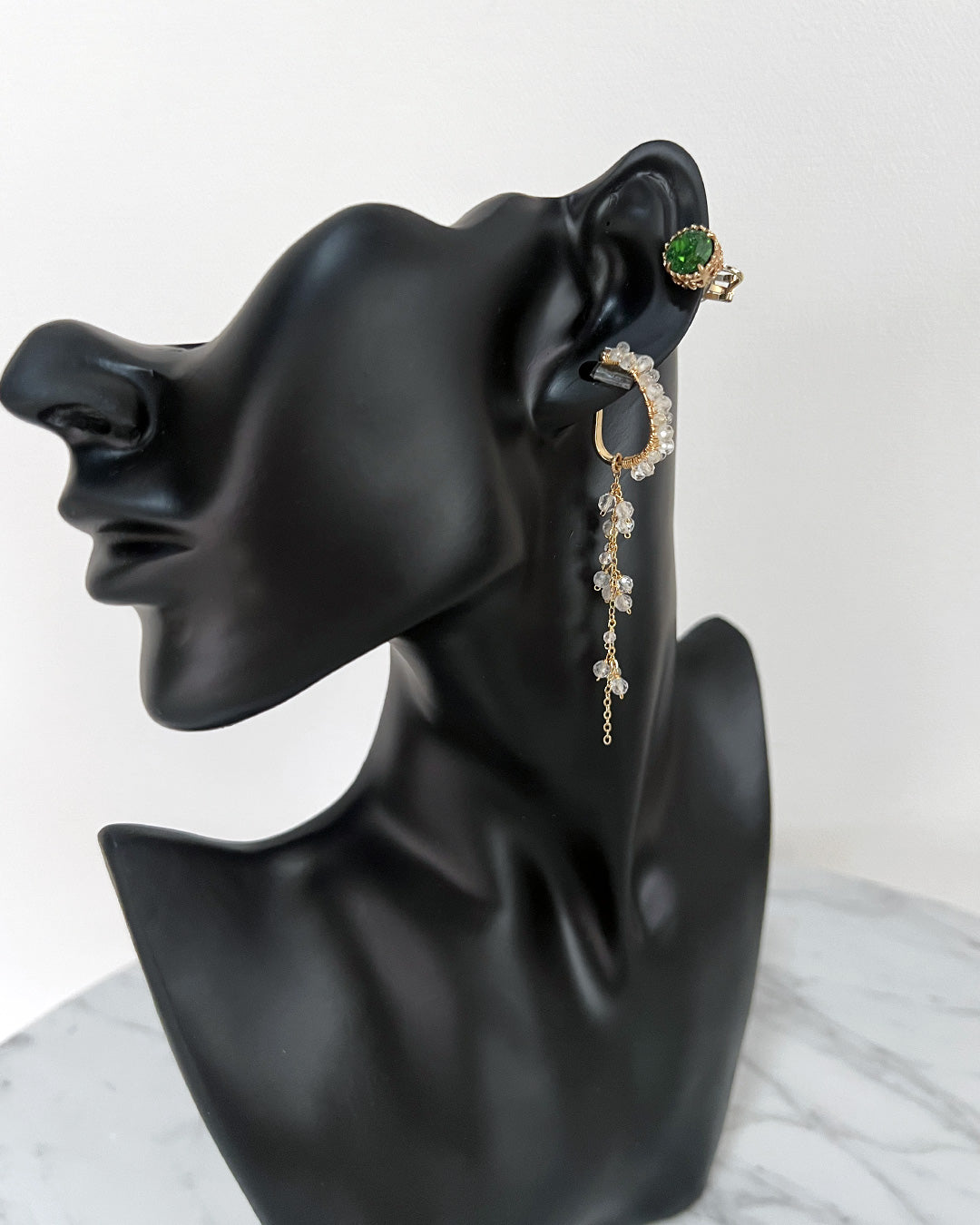 i10−01-505 天然石2wayドロップチェーンイヤーカフ【1＊ichi＊】【10】