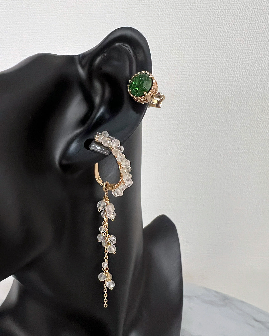 i10−01-505 天然石2wayドロップチェーンイヤーカフ【1＊ichi＊】【10】