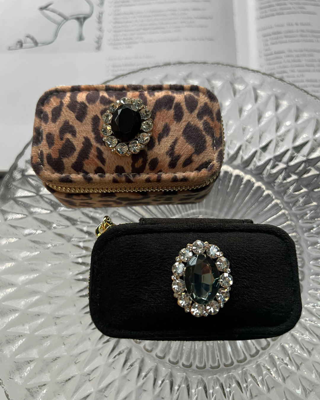 a1-11-502「BKストーン×ビジュー」レクタングルジュエリーBOX【※宅配便発送のみ】【Atelier Chouette】【001】