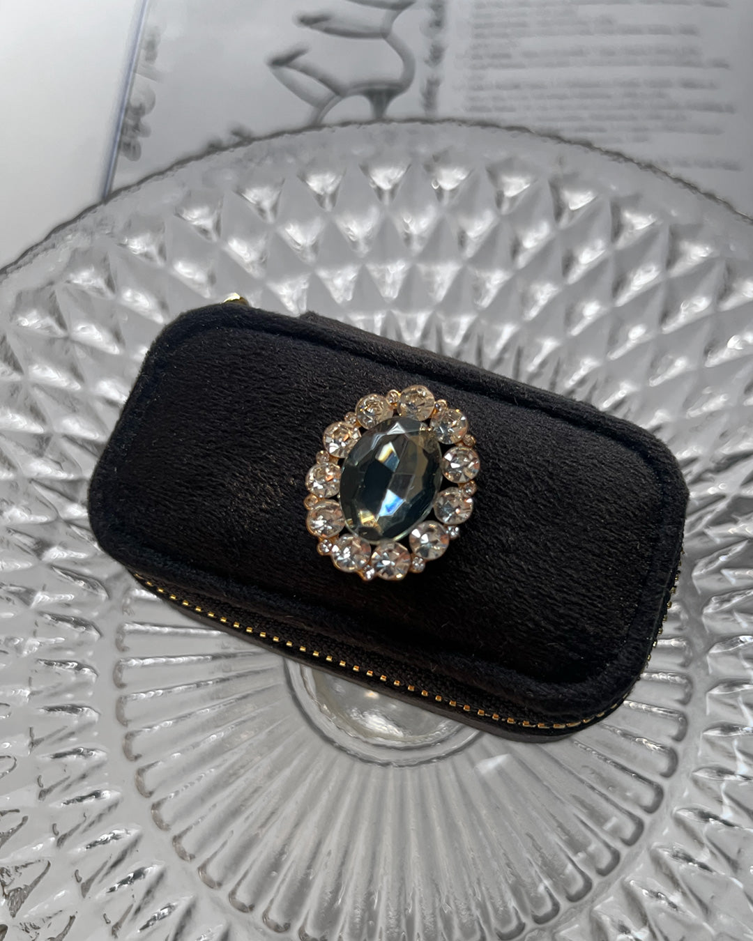 a1-11-502「BKストーン×ビジュー」レクタングルジュエリーBOX【※宅配便発送のみ】【Atelier Chouette】【001】