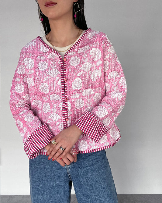 m16−01-505 リバーシブルノーカラージャケット／Pink【mokurendo】【016】