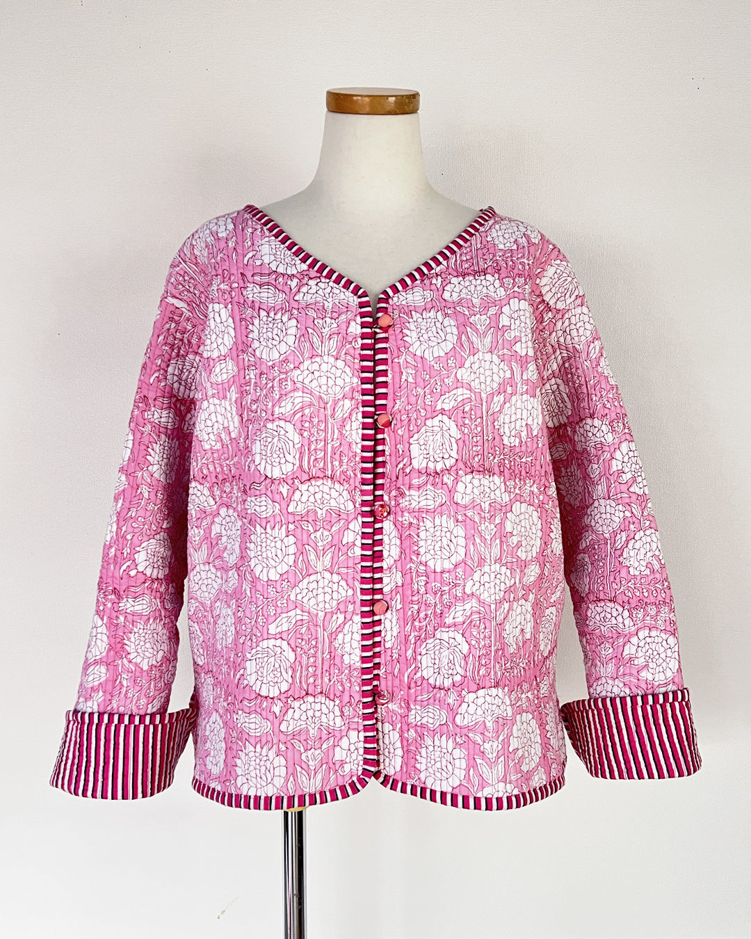 m16−01-505 リバーシブルノーカラージャケット／Pink【mokurendo】【016】