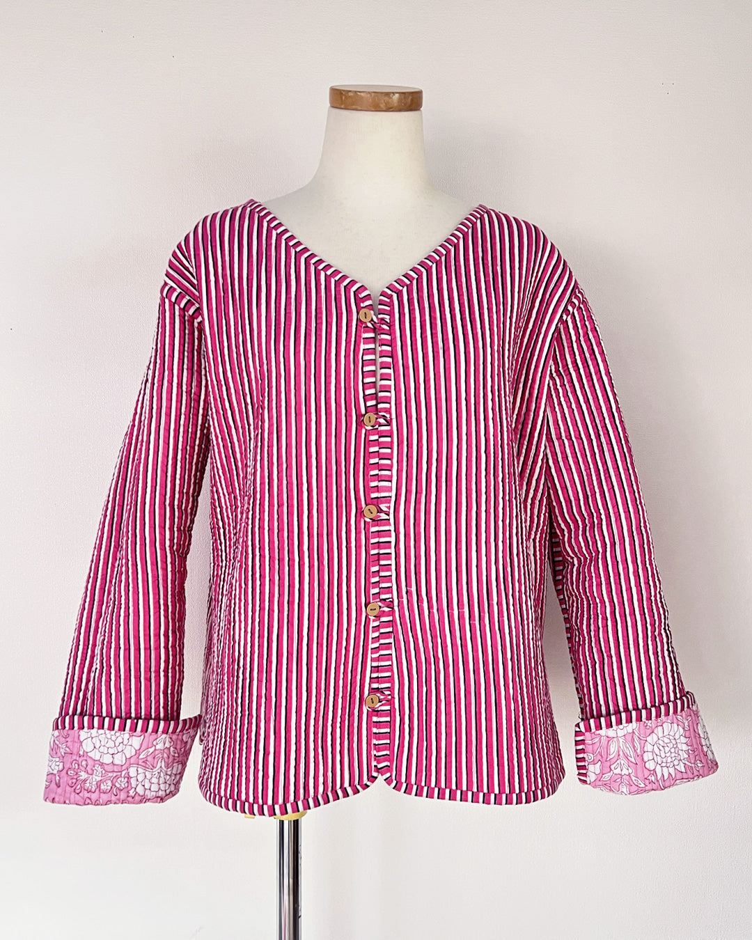 m16−01-505 リバーシブルノーカラージャケット／Pink【mokurendo】【016】